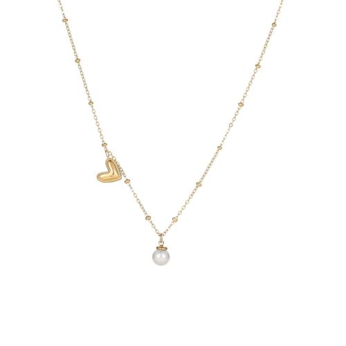 Stainless Steel Jewelry Necklace, 304 Stainless Steel, with Plastic Pearl, plated, fashion jewelry & for woman, more colors for choice, Sold By PC