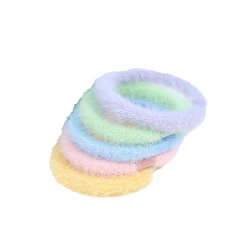 Elastique cheveux, plastique, avec Peluche, DIY, plus de couleurs à choisir, 50x10mm, Vendu par PC