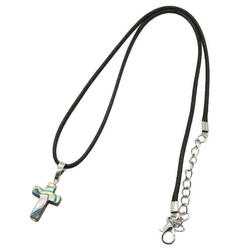 Shell Necklaces, Abalone Shell, with Iron, Cross, fashion jewelry, more colors for choice, 15x24mm, Length:45 cm, Sold By PC