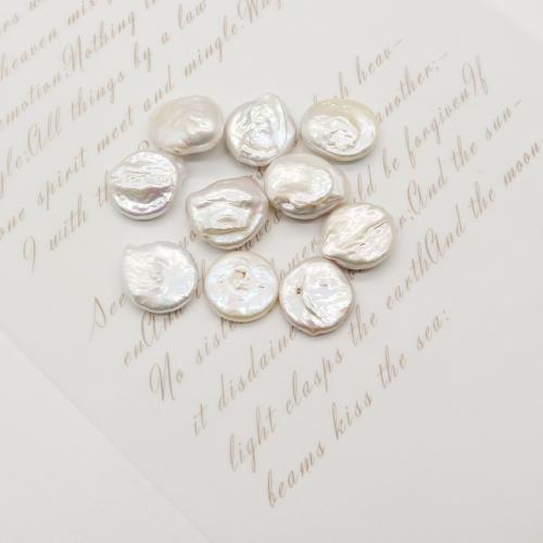Perles nacres sans trou de culture d'eau douce, perle d'eau douce cultivée, Irrégulière, DIY & aucun trou, blanc, 13x14mm, Vendu par PC
