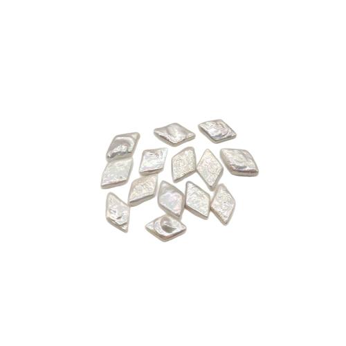Cultured No Hole Freshwater Pearl Beads, Rhombus, DIY, white, 9-15mm, Sold By PC