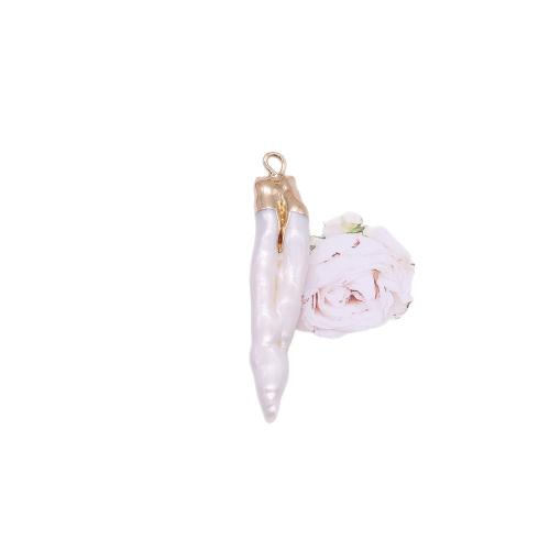 Freshwater Pearl Pendant, with Brass, irregular, DIY, white, Sold By PC