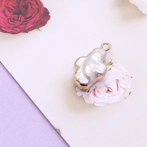 Freshwater Pearl Pendant, with Brass, Cross, DIY, mixed colors, Sold By PC