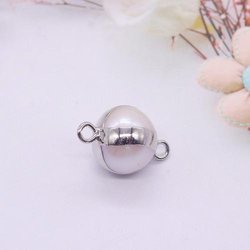 Freshwater Pearl Connector, with Brass, Round, DIY, mixed colors, Sold By PC