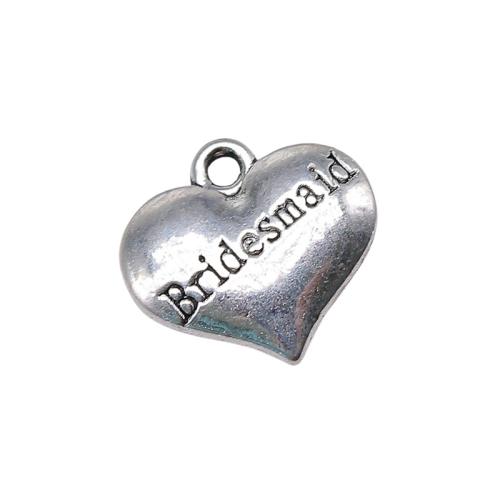 Pendentifs coeur en alliage de zinc, Placage, DIY, 10PC/sac, Vendu par sac