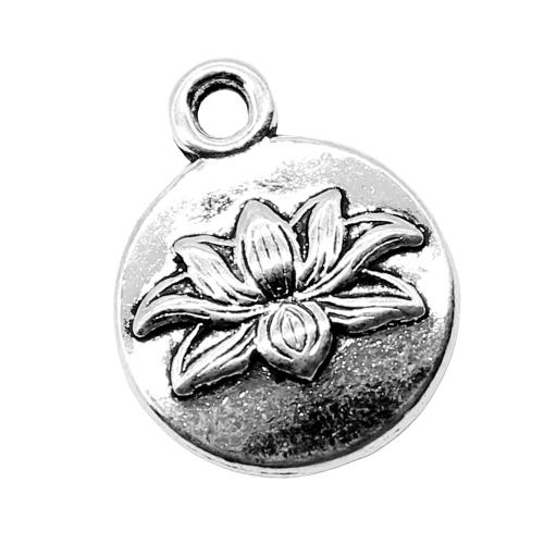 Tibetan Style Flower Pendants, Round, plated, DIY, 10PCs/Bag, Sold By Bag