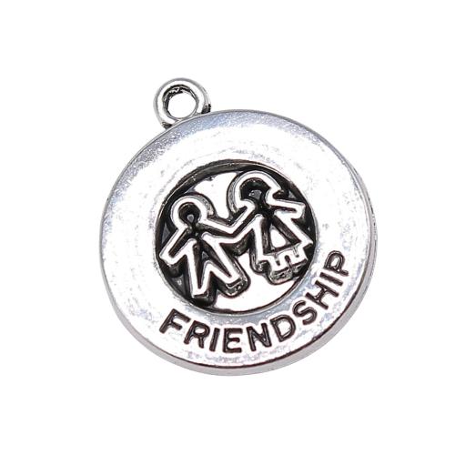 Tibetan Style Message Pendants, Round, plated, DIY, 10PCs/Bag, Sold By Bag