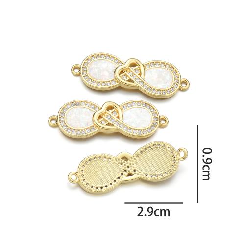 Befestiger Zirkonia Messing Schmuckverbinder, mit Opal, plattiert, DIY & Micro pave Zirkonia & 1/1-Schleife, keine, frei von Nickel, Blei & Kadmium, verkauft von PC