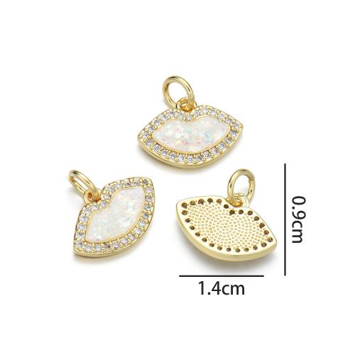 Cubic Zirconia Micro Pave Brass Pendant, with Opal, plated, DIY & micro pave cubic zirconia, more colors for choice, nickel, lead & cadmium free, Sold By PC