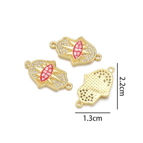Befestiger Zirkonia Messing Schmuckverbinder, mit Muschel, plattiert, DIY & Micro pave Zirkonia & Emaille & 1/1-Schleife, keine, frei von Nickel, Blei & Kadmium, verkauft von PC