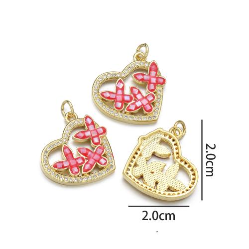 Cubic Zirconia Micro Pave Brass Pendant, with Shell, plated, DIY & micro pave cubic zirconia & enamel, more colors for choice, nickel, lead & cadmium free, Sold By PC