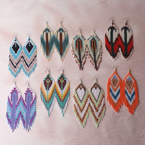 Earring Jewelry, Glass, with Seedbead & Tibetan Style, plated, fashion jewelry, more colors for choice, Sold By Pair