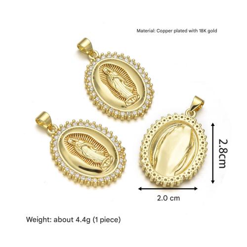 Cubic Zirconia Micro Pave Brass Pendant, plated, DIY & micro pave cubic zirconia, more colors for choice, nickel, lead & cadmium free, 6PCs/Bag, Sold By Bag