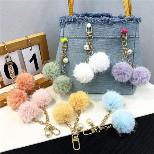 Bag Purse Charms Keyrings Keychains, Tibetan Style, with Polyester & Plastic Pearl, fashion jewelry & Unisex, more colors for choice, 125mm, Sold By PC