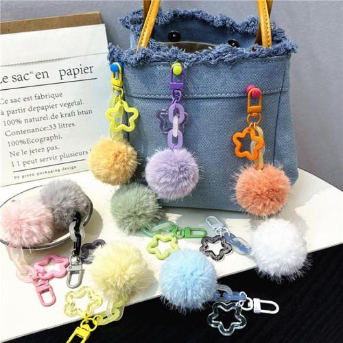 Bag Purse Charms Keyrings Keychains, Tibetan Style, with Polyester & Plastic, fashion jewelry & Unisex, more colors for choice, 115mm, Sold By PC