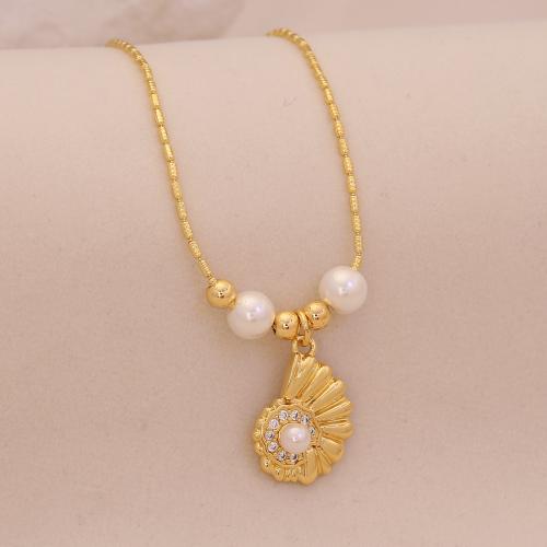 Collier en laiton, avec perle de plastique, Placage, styles différents pour le choix & pour femme & avec strass, doré, Vendu par PC