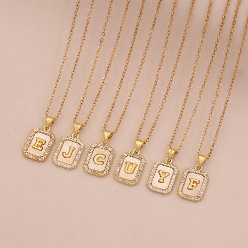 Edelstahl Schmuck Halskette, Messing, mit Weiße Muschel & 304 Edelstahl, 18K vergoldet, verschiedene Muster für Wahl & für Frau & mit Strass, verkauft von PC