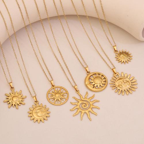 Edelstahl Schmuck Halskette, 304 Edelstahl, plattiert, Modeschmuck & verschiedene Stile für Wahl & für Frau, goldfarben, verkauft von PC