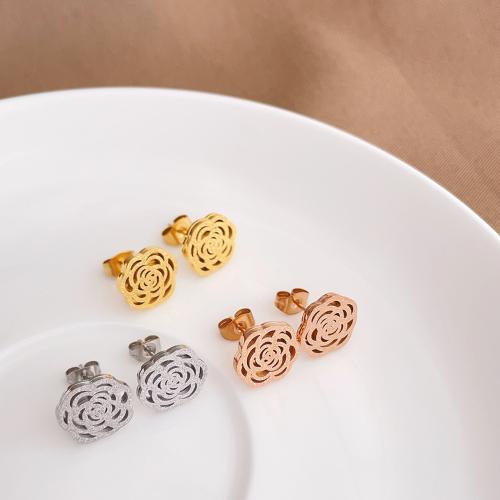 Edelstahl Ohrringe, 304 Edelstahl, Rose, plattiert, Modeschmuck & für Frau & hohl, keine, verkauft von Paar