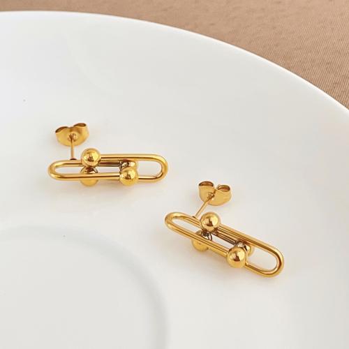Edelstahl Ohrringe, 304 Edelstahl, plattiert, Modeschmuck & für Frau & hohl, goldfarben, verkauft von Paar