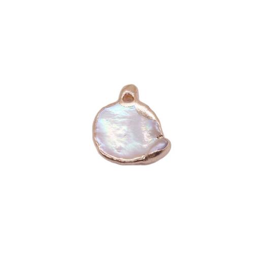 Freshwater Pearl Pendants, with Brass, irregular, gold color plated, DIY, mixed colors, 10x14mm, Sold By PC