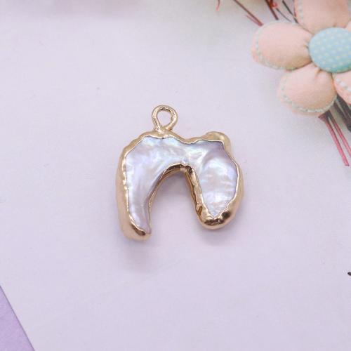 Freshwater Pearl Pendants, with Brass, irregular, gold color plated, DIY, mixed colors, Sold By PC