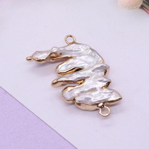 Freshwater Pearl Connector, with Brass, Baroque, gold color plated, DIY, mixed colors, Sold By PC