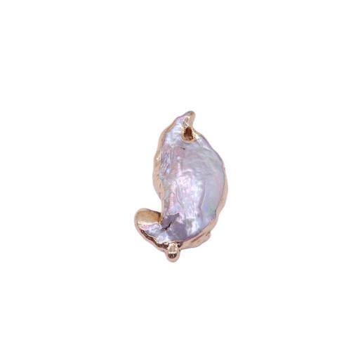Pendentifs perles d'eau douce, perle d'eau douce cultivée, avec laiton, Irrégulière, Placage de couleur d'or, DIY, couleurs mélangées, Vendu par PC