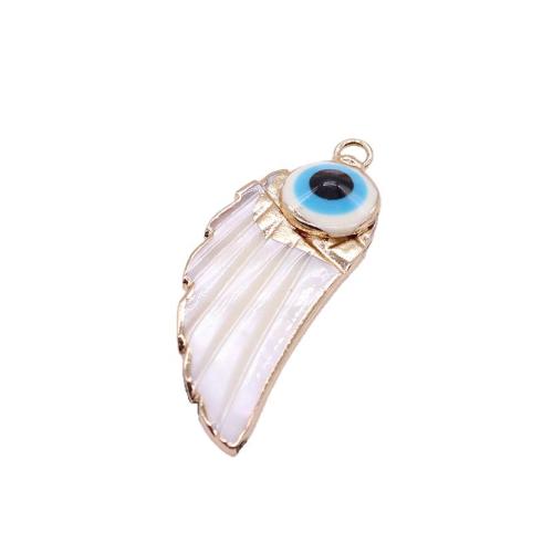 Shell Pendants, with Resin & Brass, Feather, DIY, mixed colors, Sold By PC