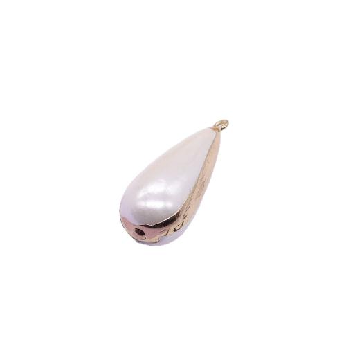 Shell mer du Sud Pendentif, Shell Pearl, avec laiton, larme, Placage de couleur d'or, DIY, couleurs mélangées, Vendu par PC