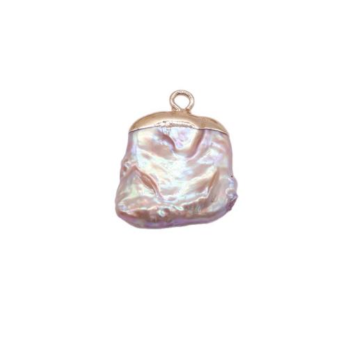 Pendentifs perles d'eau douce, perle d'eau douce cultivée, avec laiton, Irrégulière, Placage de couleur d'or, DIY, couleurs mélangées, Vendu par PC
