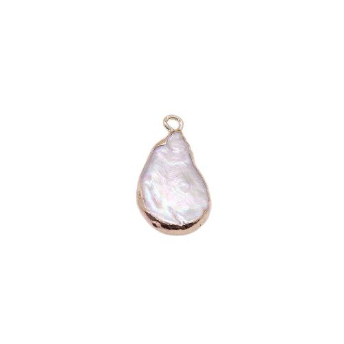 Pendentifs perles d'eau douce, perle d'eau douce cultivée, avec laiton, larme, Placage de couleur d'or, DIY, couleurs mélangées, Vendu par PC