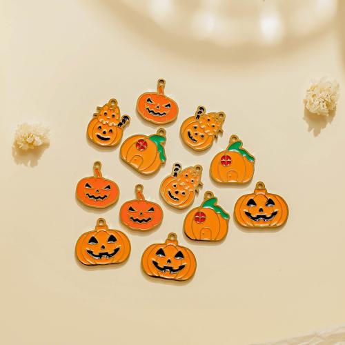 Fashion Halloween Pendant, 304 Stainless Steel, Pumpkin, gold color plated, Halloween Design & DIY & enamel, golden, 10PCs/Bag, Sold By Bag