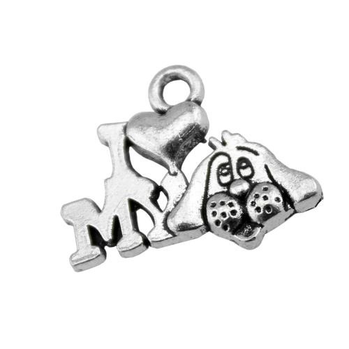 Tibetan Style Message Pendants, Dog, plated, DIY & hollow, 10PCs/Bag, Sold By Bag