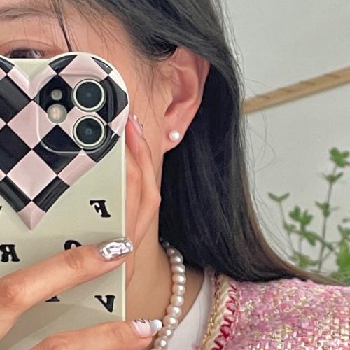 Freshwater Pearl Stud Earring, with 925 Sterling Silver, Round, fashion jewelry & for woman, 6mm, Sold By Pair