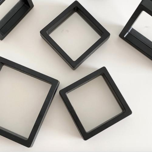 Plastic Multifunctional Jewelry Box, with PE Plastic, Square, dustproof & transparent & different size for choice, black, Sold By PC