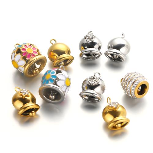 Bijoux pendentifs en acier inoxydable , Acier inoxydable 304, Placage de couleur d'or, DIY & émail & avec strass, plus de couleurs à choisir, 5PC/sac, Vendu par sac