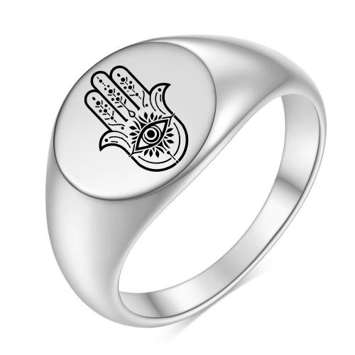 Stainless Steel Finger Ring, 304 Stainless Steel, gold color plated, fashion jewelry & laser pattern, more colors for choice, Sold By PC