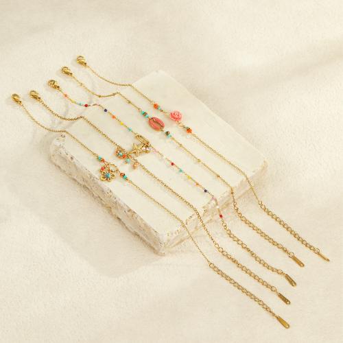 Stainless Steel Jewelry Bracelet, 304 Stainless Steel, with Resin, 18K gold plated, fashion jewelry & different styles for choice & for woman, Sold By PC