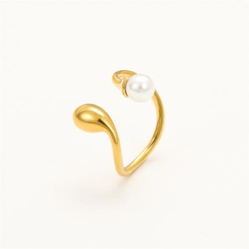 Edelstahl Ringe, 304 Edelstahl, mit Kunststoff Perlen, plattiert, Modeschmuck & für Frau, keine, verkauft von PC