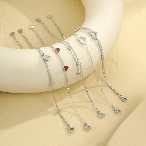Pulsera de Acero Inoxidable, acero inoxidable 304, chapado, diferentes estilos para la opción & micro arcilla de zirconia cúbica & para mujer, color original, Vendido por UD