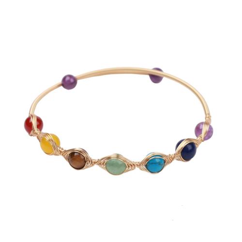 Messing Armreif, mit Achat, 14K goldgefüllt, Modeschmuck & für Frau, Inner diameter :55mm, verkauft von PC