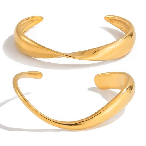 304 Stainless Steel Cuff Bangle, 18K gold plated, fashion jewelry & different styles for choice & for woman, Sold By PC