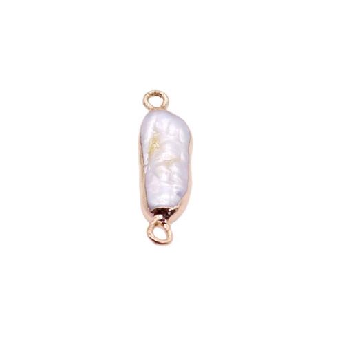 Freshwater Pearl Connector, with Brass, irregular, gold color plated, DIY, mixed colors, Sold By PC