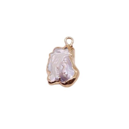 Freshwater Pearl Pendants, with Brass, irregular, gold color plated, DIY, mixed colors, Sold By PC