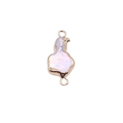 Freshwater Pearl Connector, with Brass, irregular, gold color plated, DIY, mixed colors, Sold By PC