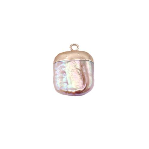 Freshwater Pearl Pendants, with Brass, Square, gold color plated, DIY, mixed colors, Sold By PC