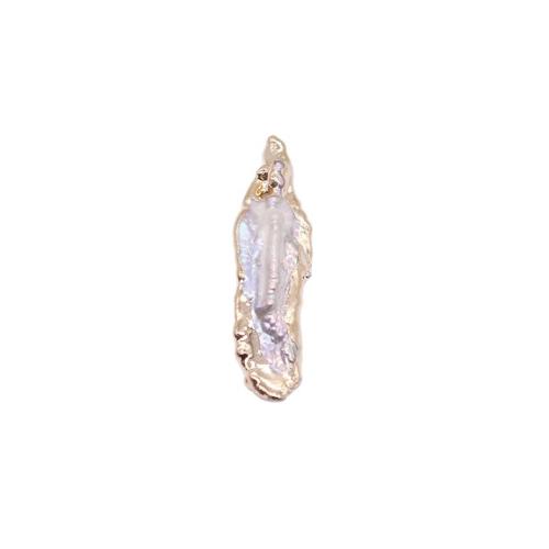 Freshwater Pearl Pendants, with Brass, irregular, gold color plated, DIY, mixed colors, Sold By PC