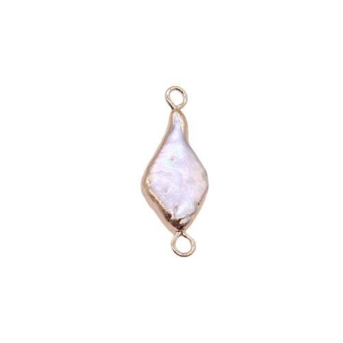Freshwater Pearl Connector, with Brass, Rhombus, gold color plated, DIY, mixed colors, Sold By PC