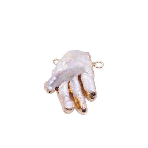 Freshwater Pearl Connector, with Brass, Hand, gold color plated, DIY, mixed colors, Sold By PC